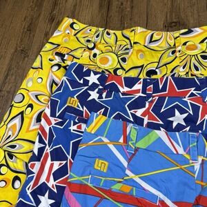 Loudmouth Golf Shorts Men 34 Blue Yellow Loud Abstract Bold Performance Lot Of 3